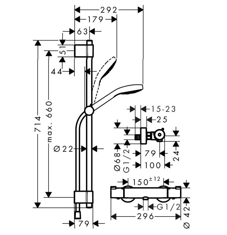 Hansgrohe Croma Select S Nástenný sprchový systém Vario, chróm 27833400 - galéria #1