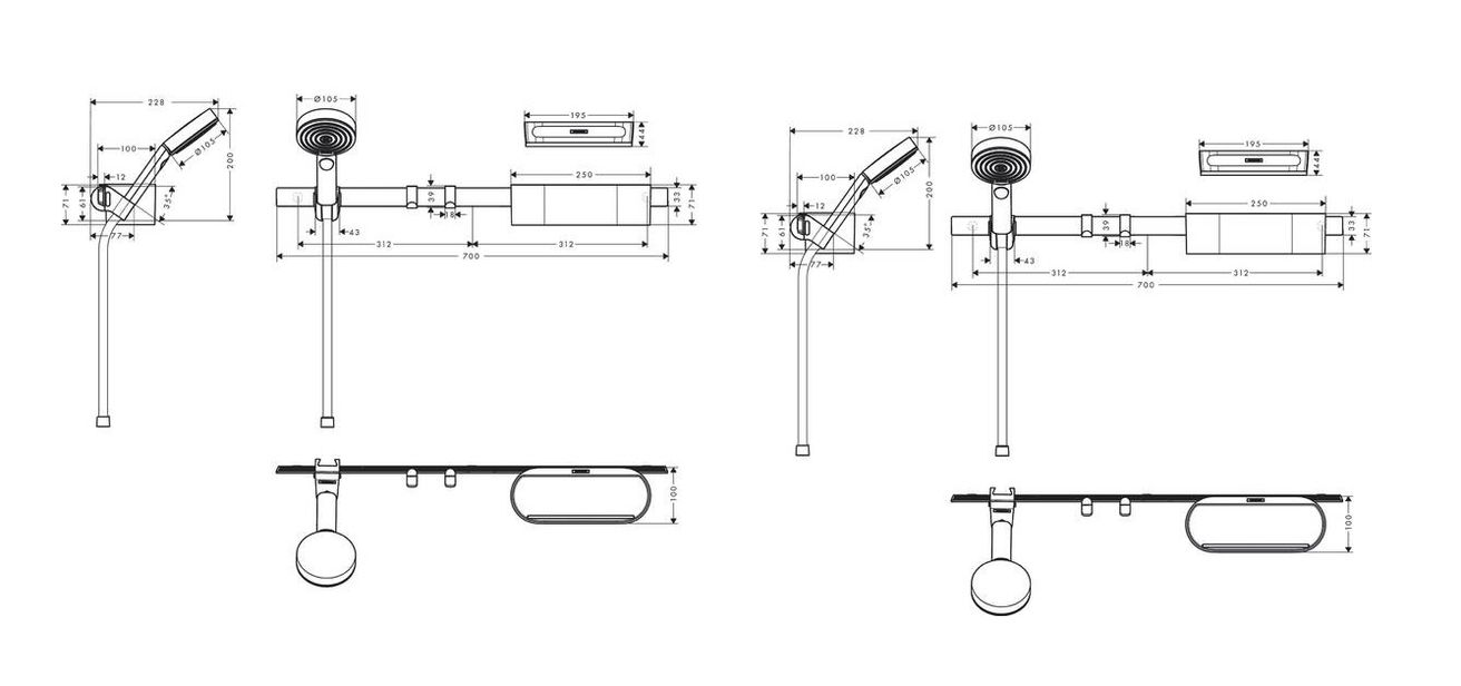 Hansgrohe Wallstoris Ručná sprchová súprava, tyč, úložná súprava, čierna podložka 24291670 - galéria #1