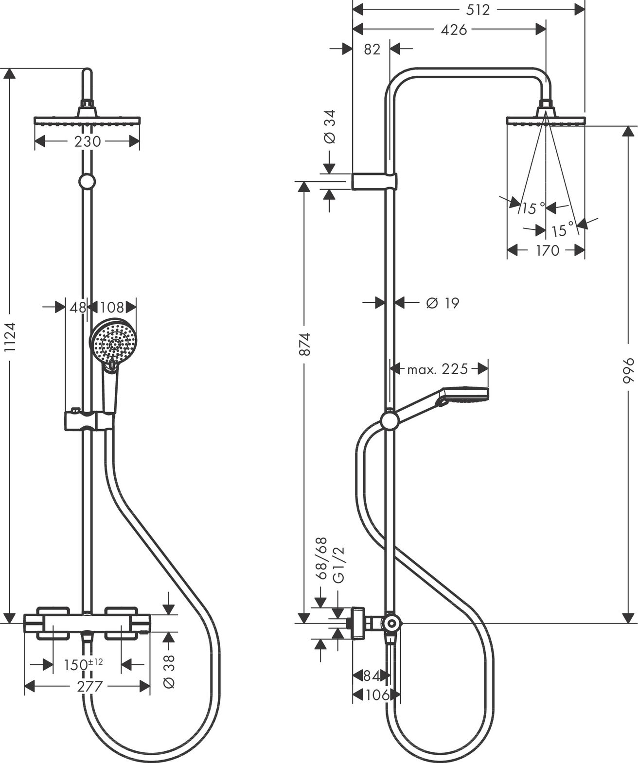 Hansgrohe Sprchový systém Vernis Shape s termostatom, matná čierna 26286670 - galéria #1