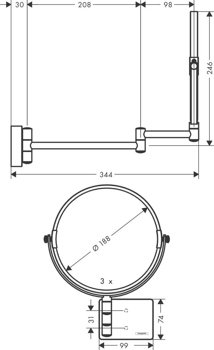 Hansgrohe Kozmetické zrkadlo AddStoris, biele matné, 41791700 - galéria #1