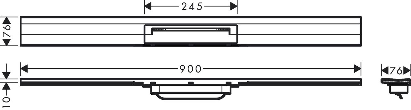 Hansgrohe RainDrain Flex Sprchový žľab 90 cm, na stenu, kartáčovaný čierny chróm 56052340 - galéria #1