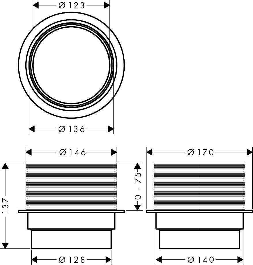Hansgrohe RainDrain Spot Doplnkový diel na výškovú kompenzáciu 56056000 - galéria #1