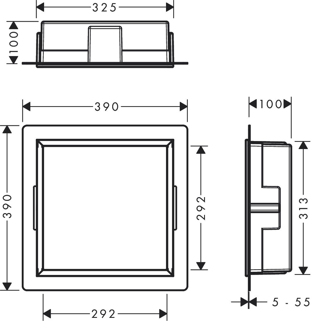 Hansgrohe XtraStoris Original Zápustná polica 30x30x10 cm, betónová sivá 56061380 - galéria #1
