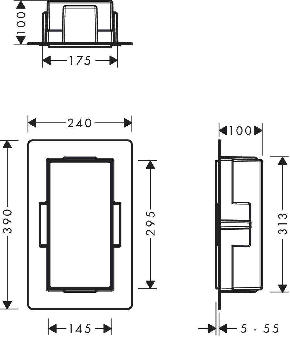 Hansgrohe XtraStoris Minimalistická zapustená polica 30x15x10 cm, brúsená nerezová oceľ 56070800 - galéria #1