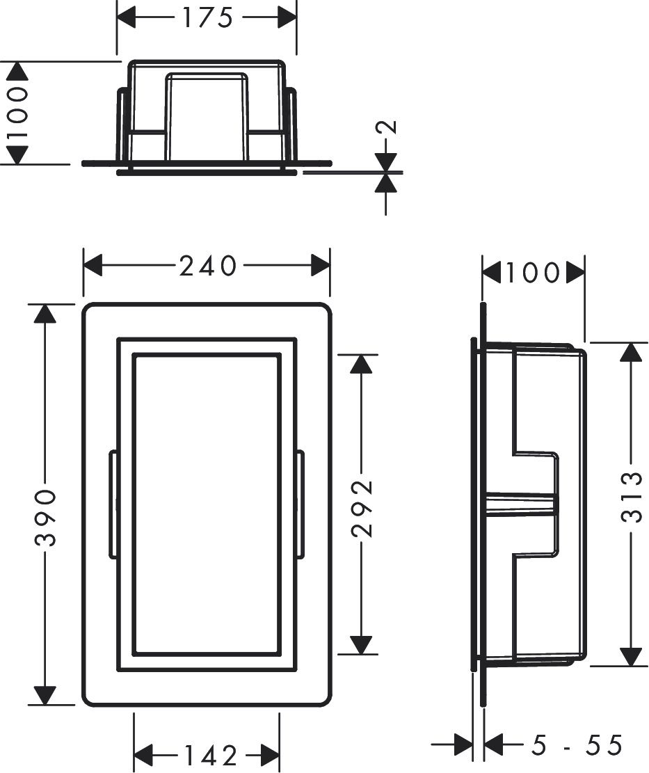 Hansgrohe XtraStoris Individuálna zapustená polica 30x15x10 cm, matná biela/čierna 56096670 - galéria #1