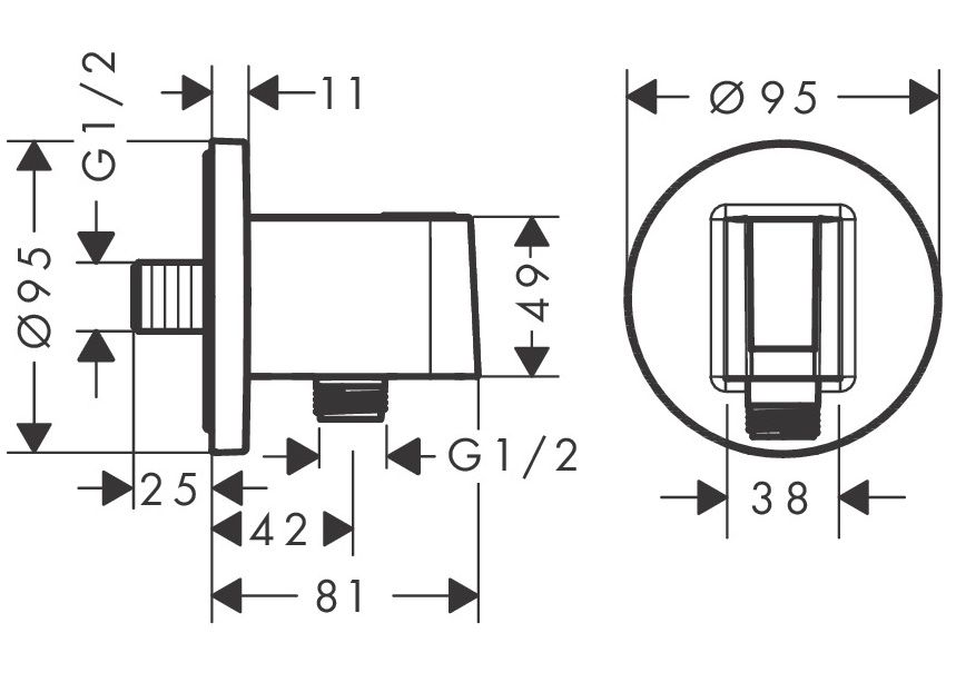 Hansgrohe FixFit S Držiak sprchy s prípojkou na hadicu, čierna podložka 26888670 - galéria #1