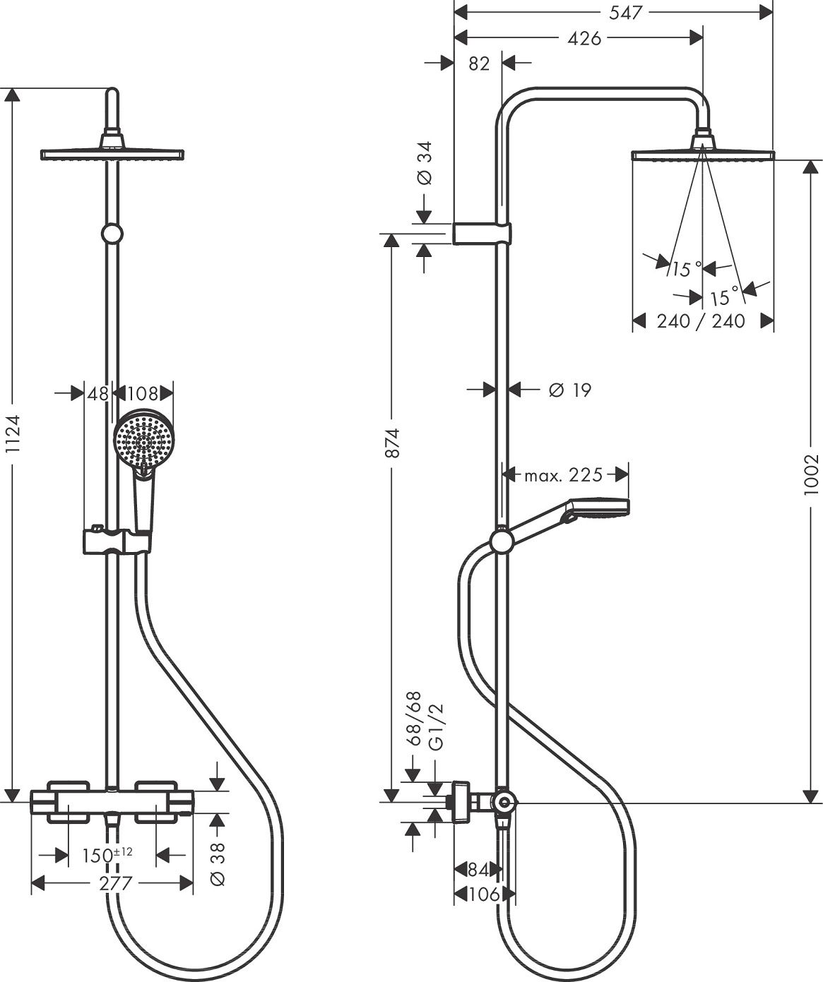 Hansgrohe Vernis Shape Sprchový systém s termostatickou batériou EcoSmart, čierny matný, 26429670 - galéria #1