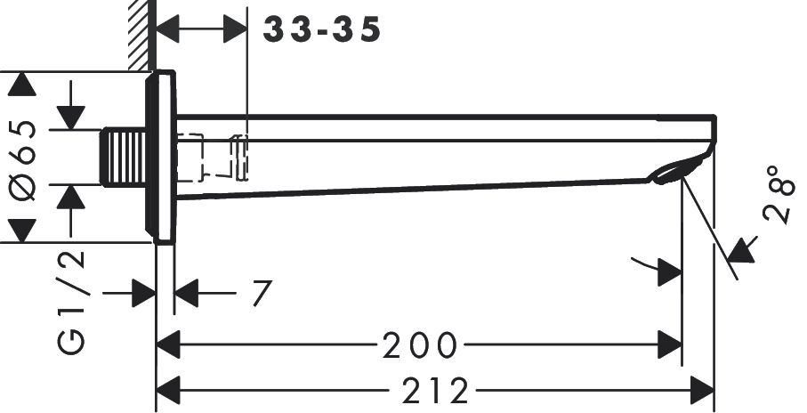 Hansgrohe Rebris S Vaňový výtok, DN20, čierna matná 72430670 - galéria #1