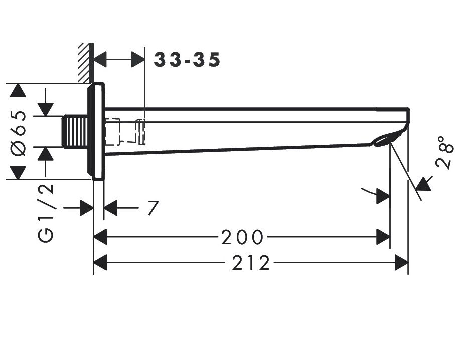 Hansgrohe Rebris E Vaňový výtok 20 cm, chróm 72431000 - galéria #1