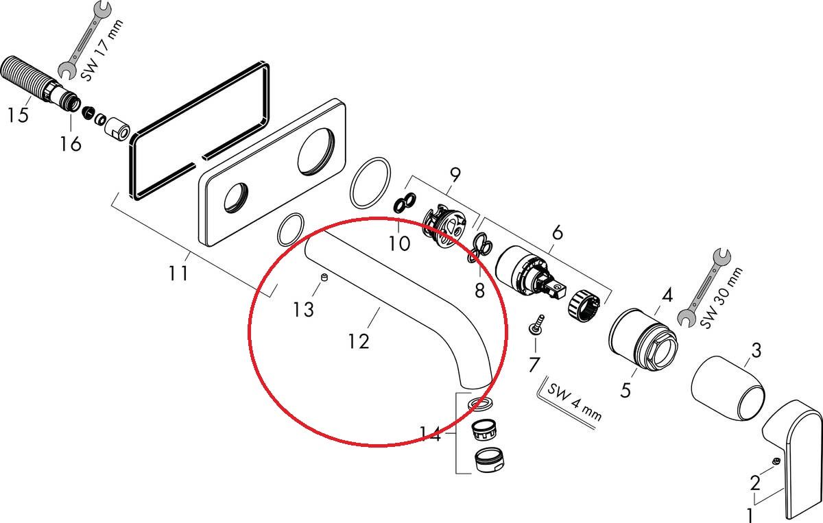 Hansgrohe Náhradné výtokové rameno, chróm 93710000 - galéria #1