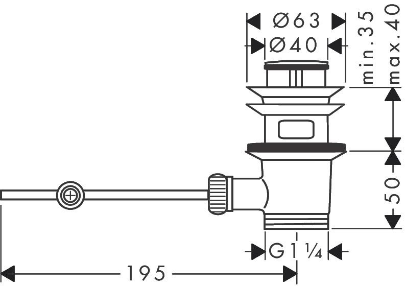 Hansgrohe Vypúšťací ventil, čierny matný 94139670 - galéria #1