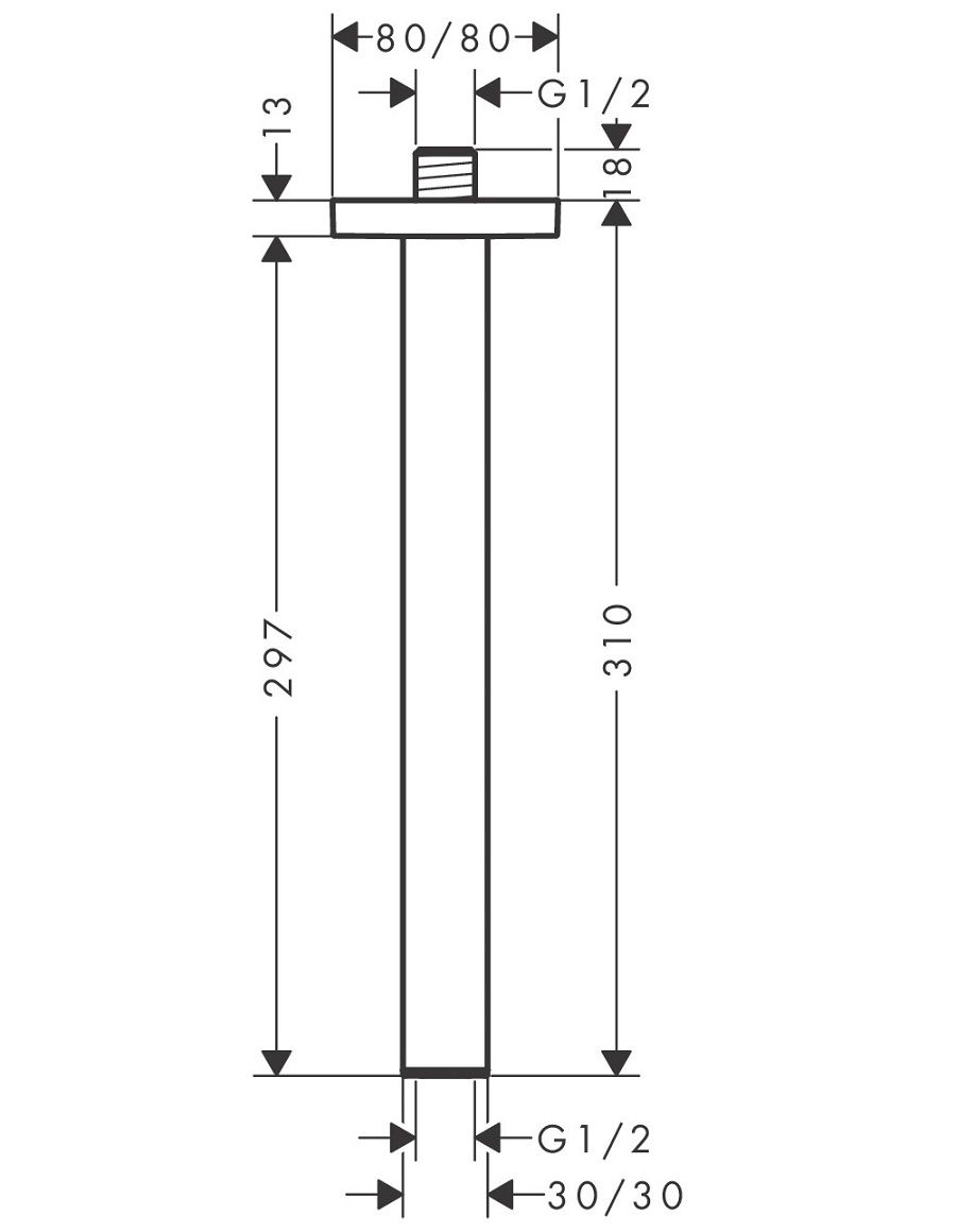 Hansgrohe E Stropné rameno 30 cm, čierne matné 24339670 - galéria #1