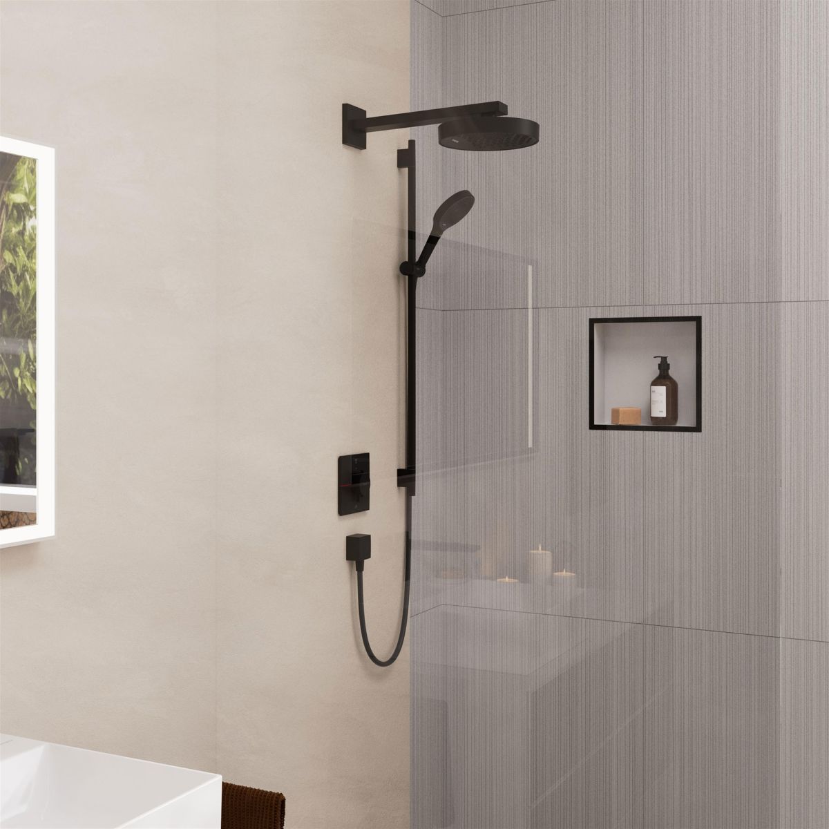 Hansgrohe Rainfinity Sprchová súprava 3jet s tyčou 90 cm, matná čierna 28743670 - galéria #1