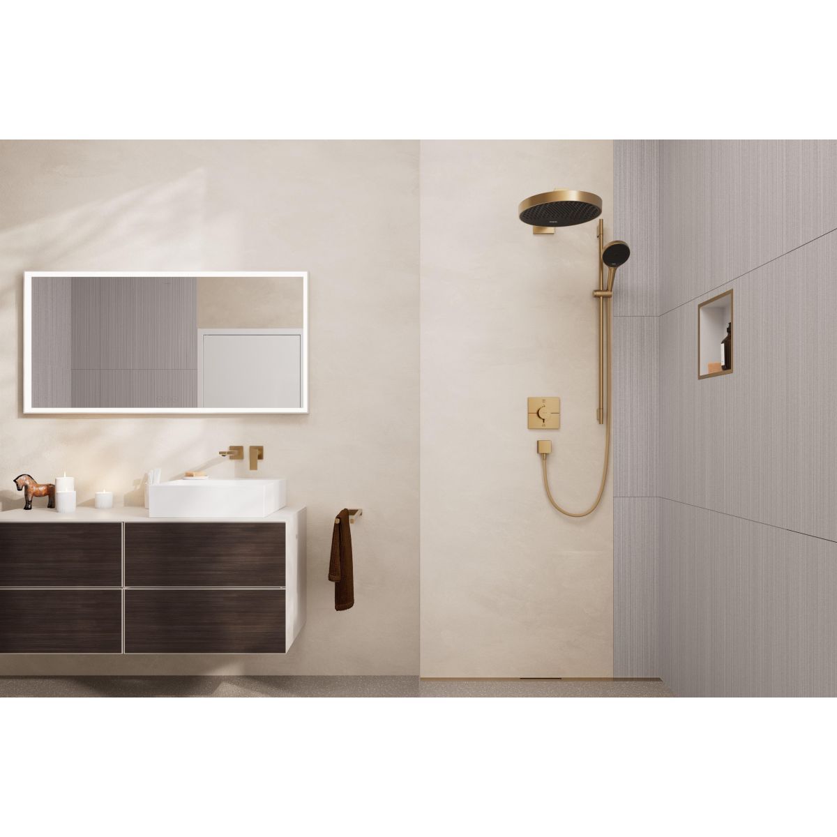 Hansgrohe Rainfinity 3jet EcoSmart sprchový set s tyčou 90 cm, brúsený bronz 28744140 - galéria #1