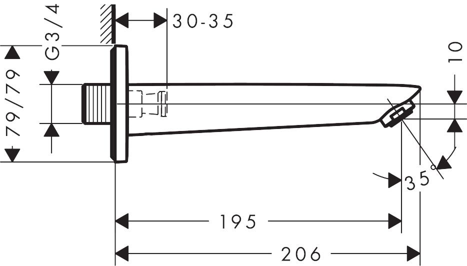 Hansgrohe Logis Vaňový výtok, matná čierna 71410670 - galéria #1