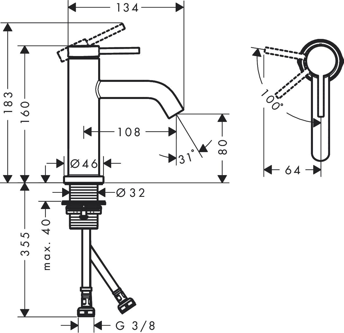 Hansgrohe Tecturis S Umývadlová batéria, CoolStart, matná čierna 73301670 - galéria #1