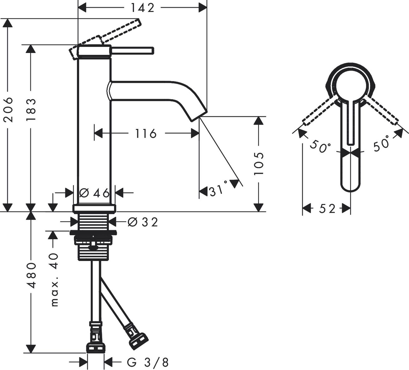 Hansgrohe Tecturis S Umývadlová batéria, matná biela 73311700 - galéria #1