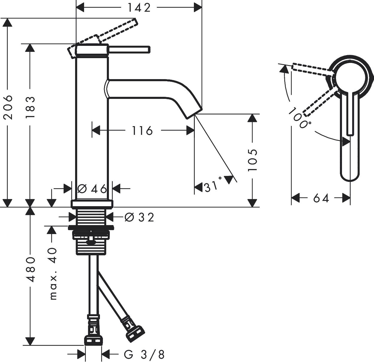 Hansgrohe Tecturis S Umývadlová batéria, CoolStart, matná biela 73312700 - galéria #1