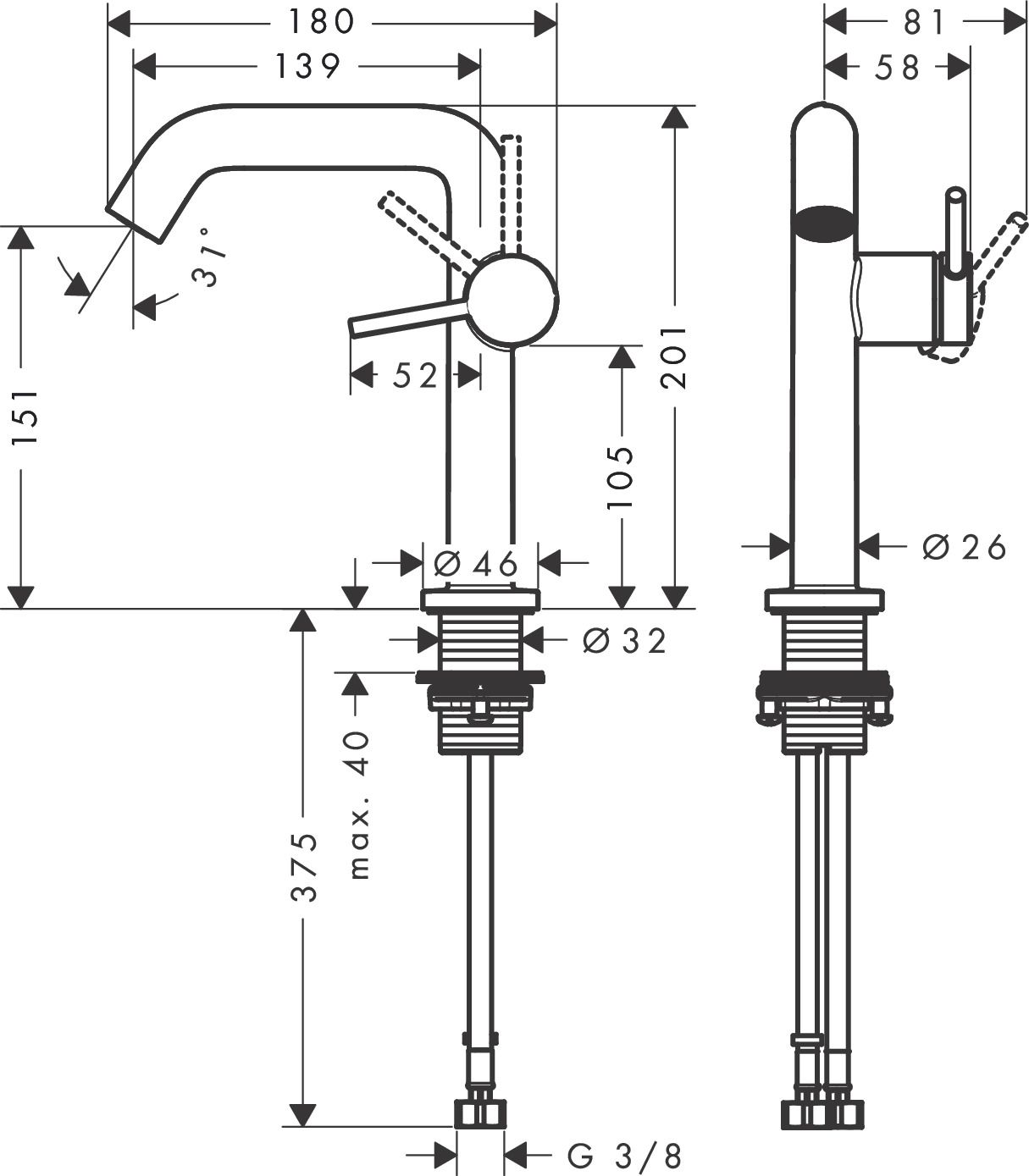 Hansgrohe Tecturis S Umývadlová batéria, CoolStart, chróm 73341000 - galéria #1