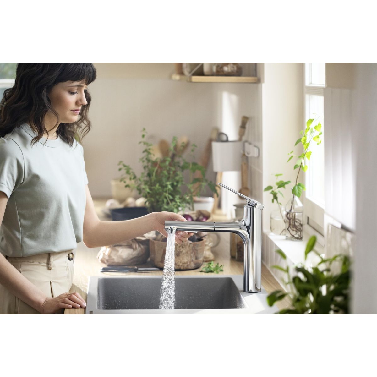 Hansgrohe Zesis M33 Umývadlová batéria s vyťahovacou sprchou 2jet, sBox, chróm 74823000 - galéria #2