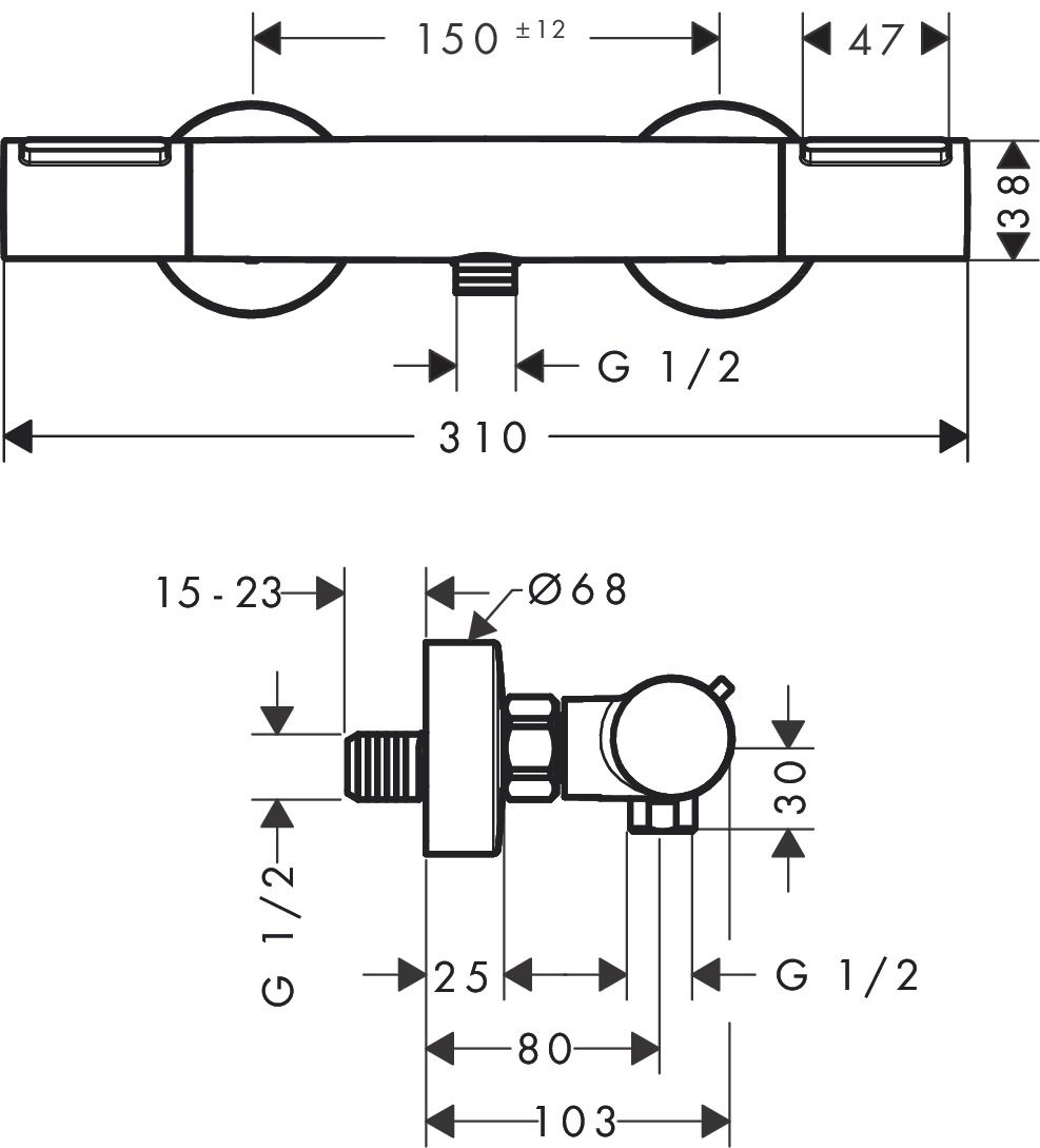Hansgrohe Ecostat Element Sprchová termostatická baterie, matná černá13346670 - galéria #2