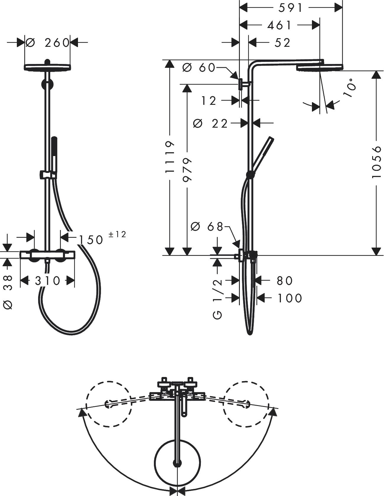 Hansgrohe Pulsify S Sprchový termostatický systém Eco, matná černá 24223670 - galéria #5