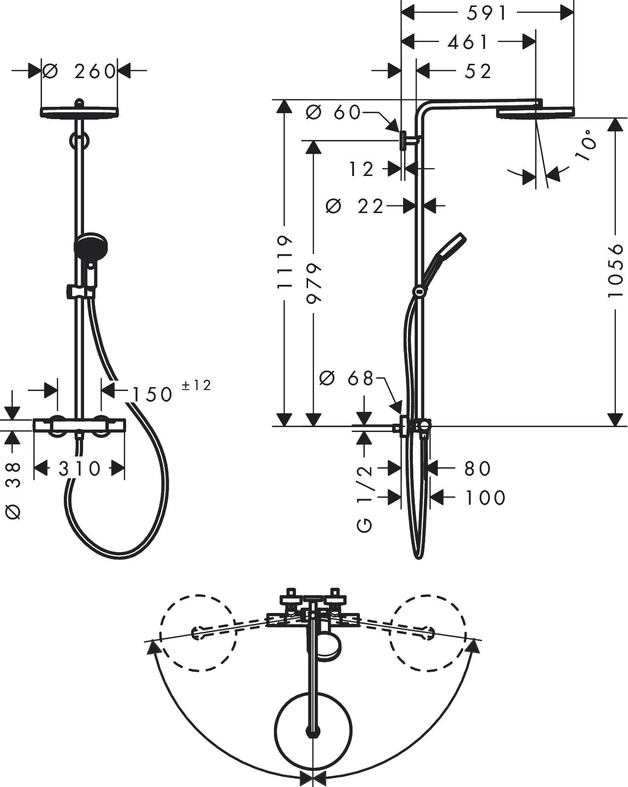 Hansgrohe Pulsify S Puro Sprchový termostatický systém Eco, matná černá 24237670 - galéria #5