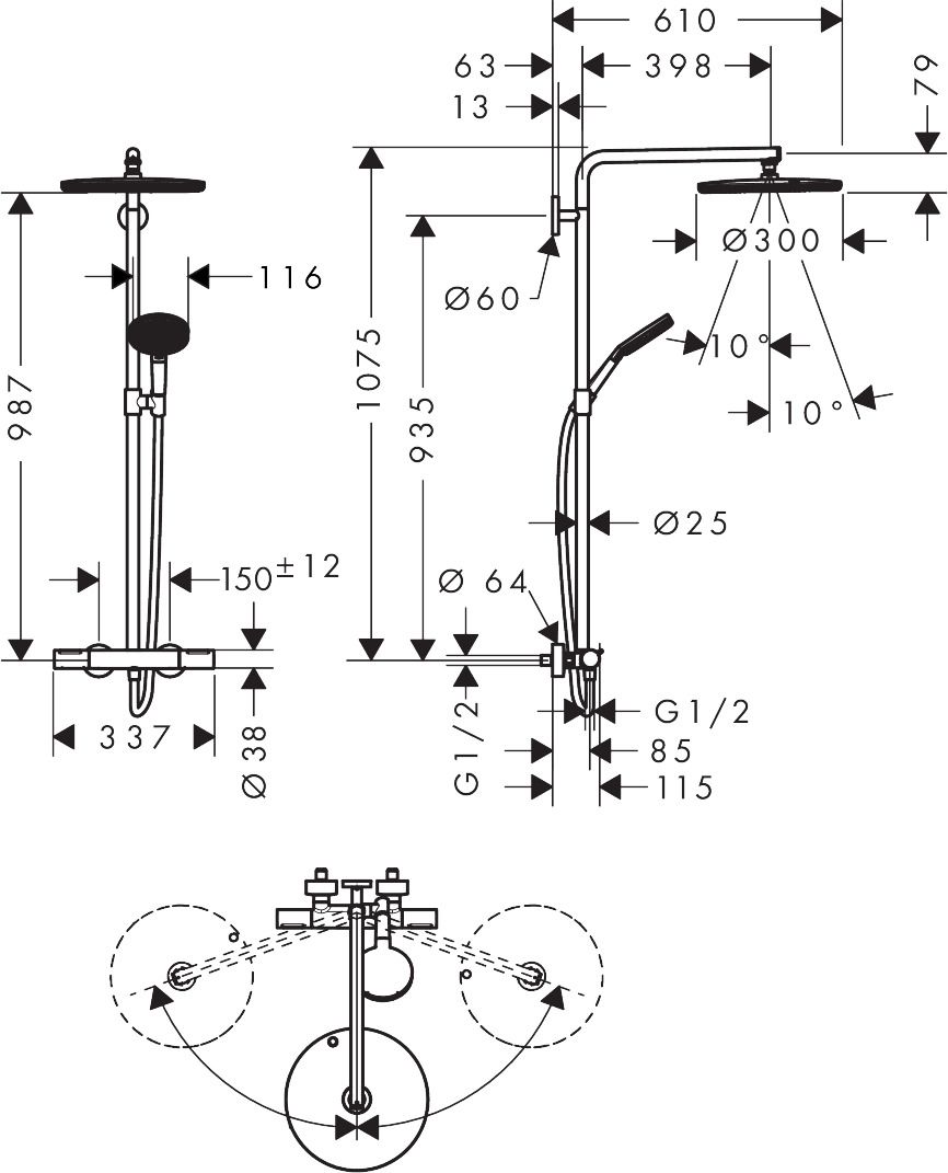 Hansgrohe Raindance Alive S Puro Sprchový systém s termostatom, chróm 24592000 - galéria #7