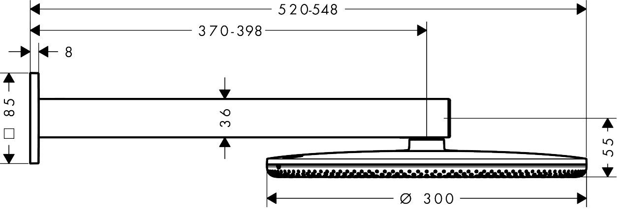 Hansgrohe Raindance Alive S Hlavová sprcha s bočným ramenom, 30 cm, 2jet, čierna matná 24540670 - galéria #3