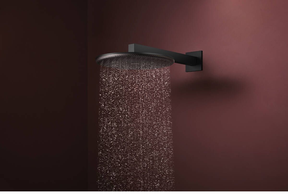 Hansgrohe Raindance Alive S Hlavová sprcha s bočným ramenom, 30 cm, 2jet, EcoSmart, čierna matná 24541670 - galéria #1