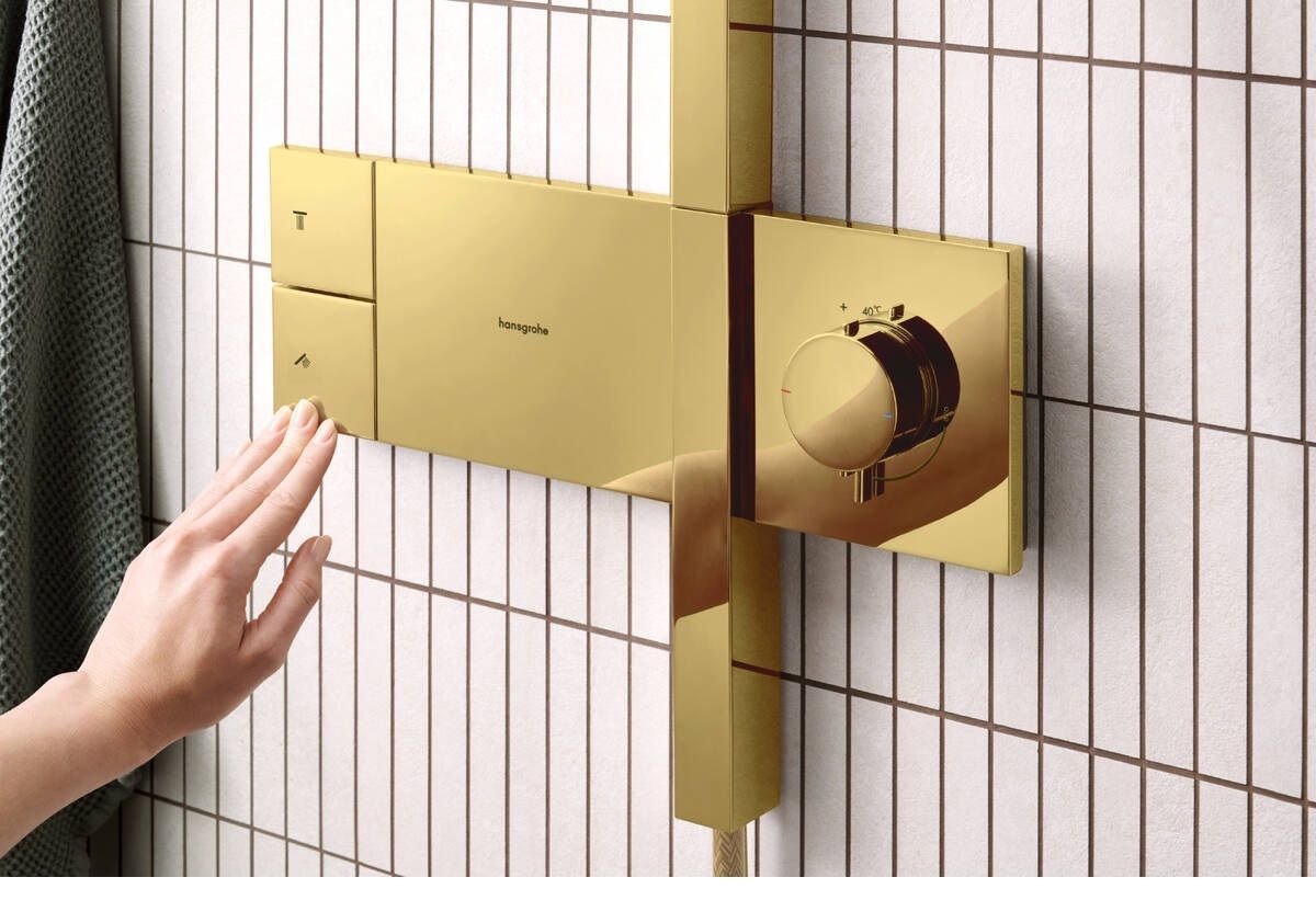 Hansgrohe Raindance Alive S Showerpipe Sprchová súprava s termostatom, EcoSmart, 1 jet, lesklá zlatá 24583990 - galéria #1