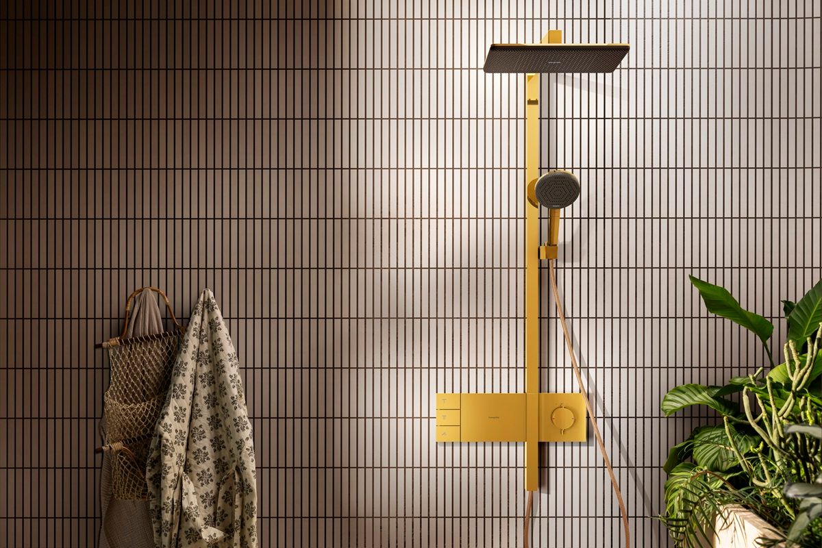 Hansgrohe Raindance Alive Q Sprchový systém s termostatickou batériou, EcoSmart, lesklá zlatá 24591990 - galéria #2