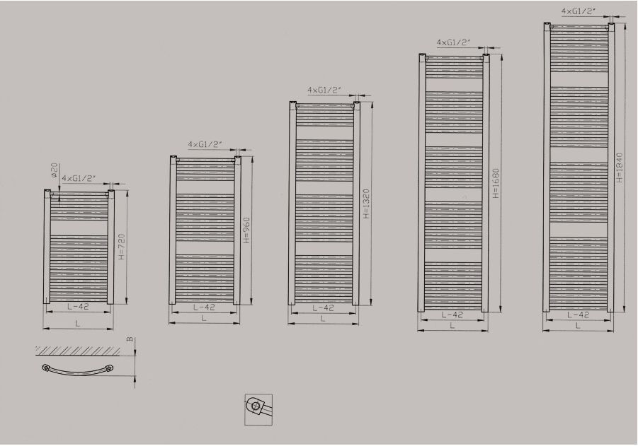 Thermal Trend KDO4501680 Radiátor kombinovaný, 45x168 cm, biely - galéria #3