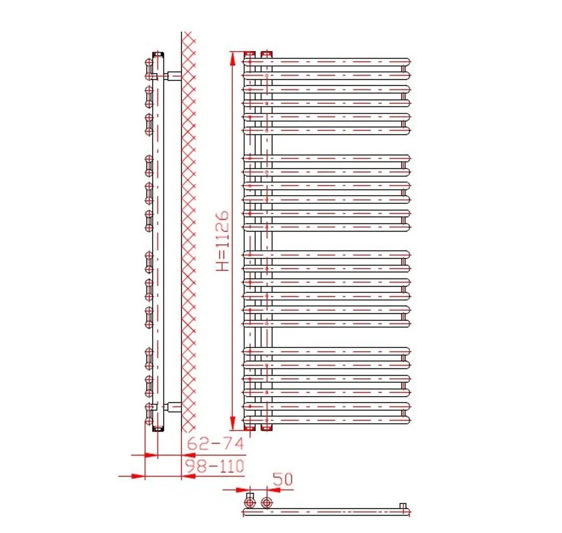 EBS Tomy Radiátor kombinovaný, 49,6 x 112,7 cm, antracit - galéria #3
