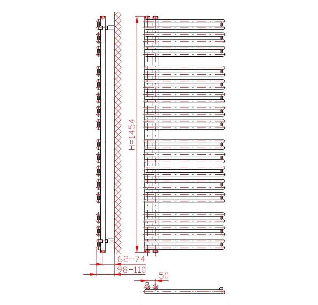 EBS Tomy Radiátor kombinovaný, 59,6 x 145,4 cm, antracit - galéria #3