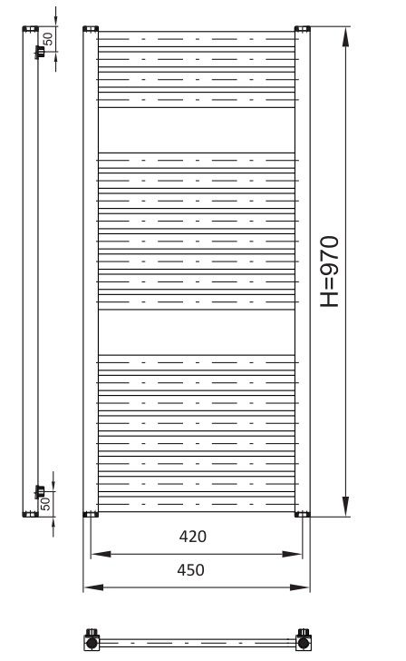 Thermal Trend KH 450/970 Radiátor kombinovaný 45x97cm, čierny RAL9005 - galéria #1