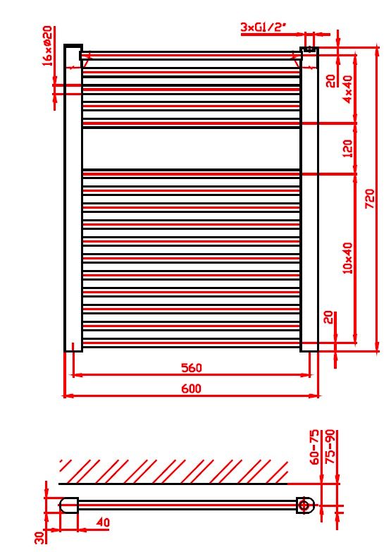 Thermal Trend KD 600/730 Radiátor kombinovný, 60x73 cm, biely - galéria #1