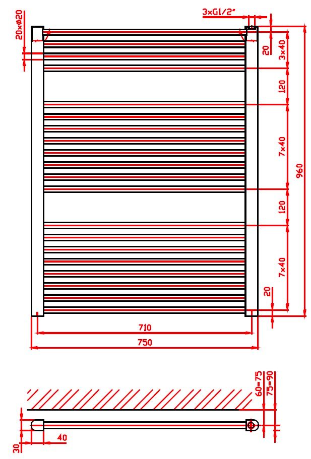 Thermal Trend KD 750/960 Radiátor kombinovaný, 75x96 cm, biely - galéria #1