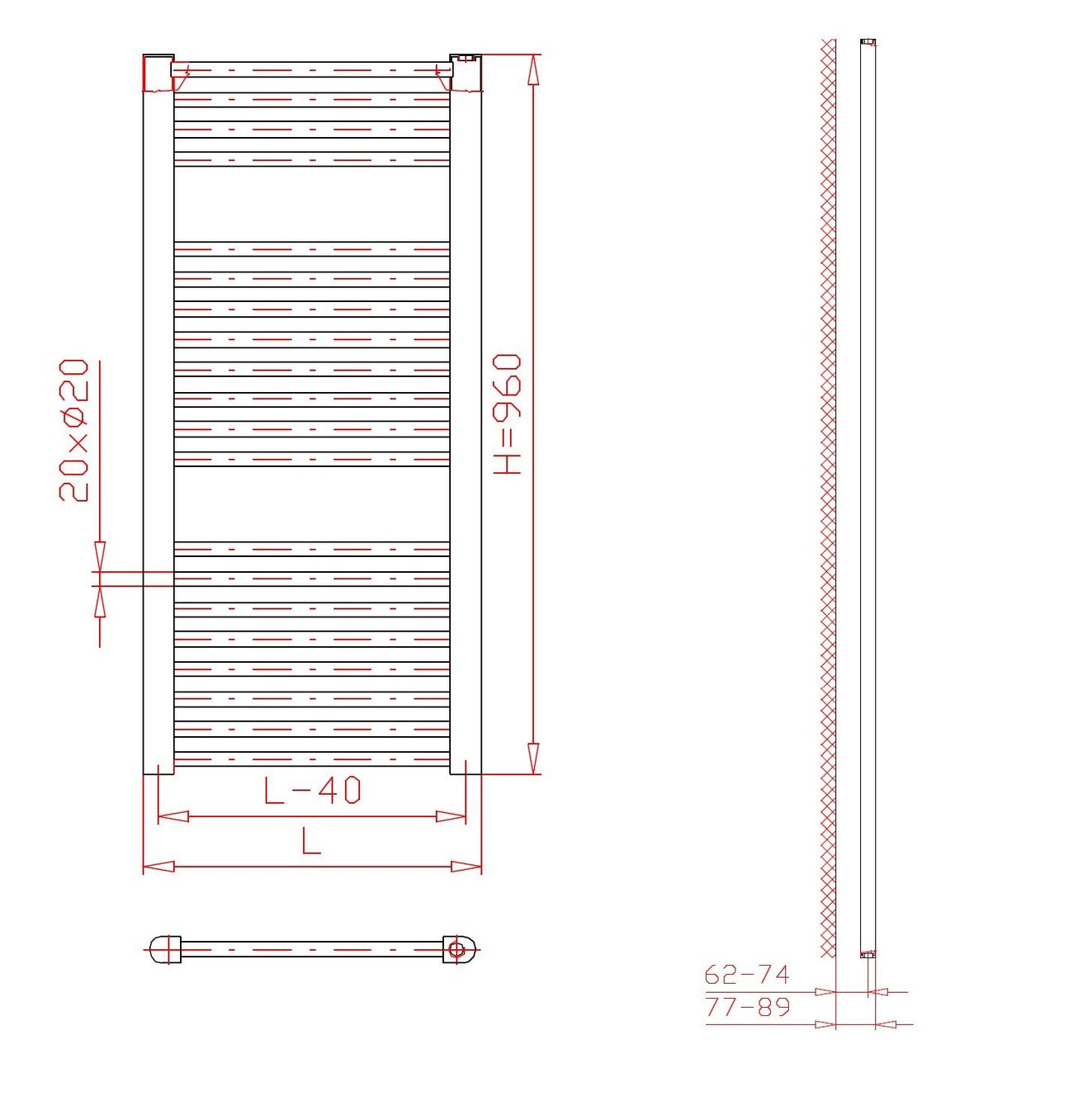 Thermal Trend KD-E 600/960-400W pravý Elektrický radiátor, 60x96 cm, biely - galéria #2