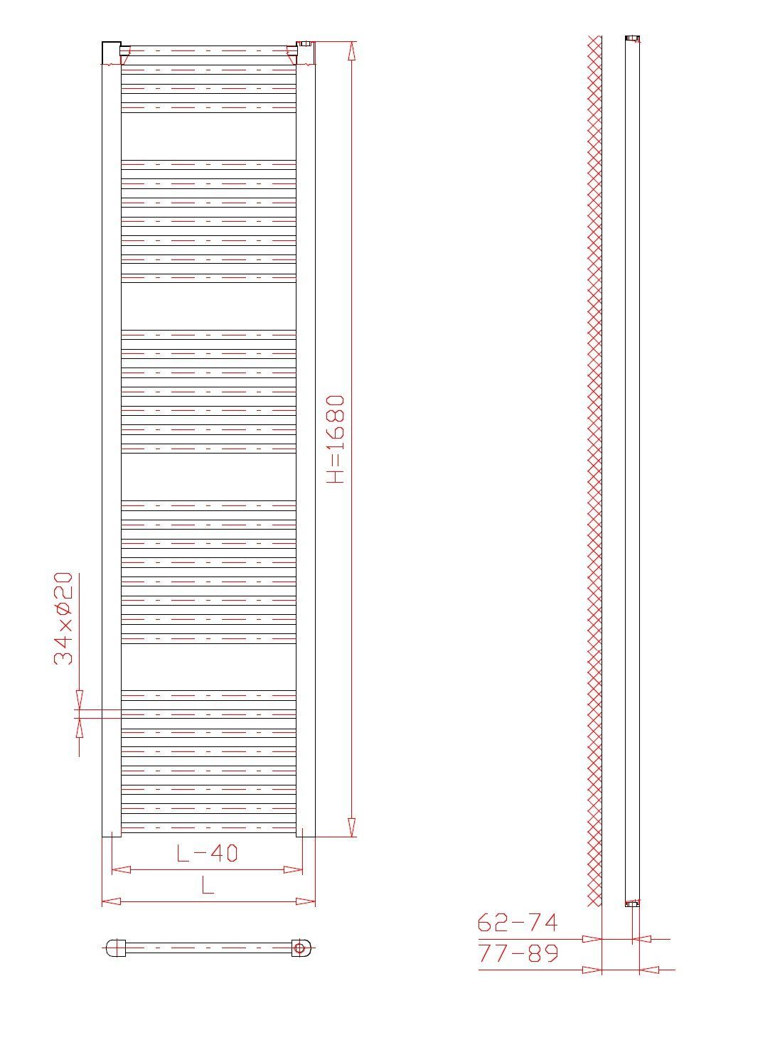 Thermal Trend KD-E 750/1680-900W pravý Elektrický radiátor, 75x168 cm, biely - galéria #1