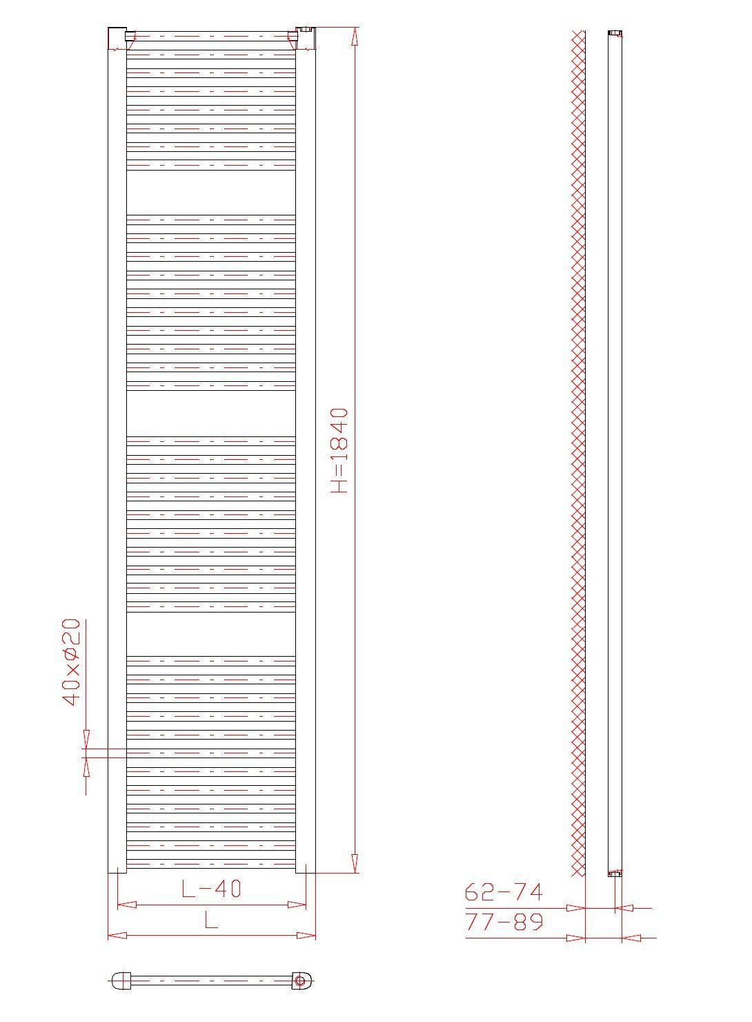 Thermal Trend KD-E 450/1850-600W pravý Elektrický radiátor, 45x185 cm, biely - galéria #1