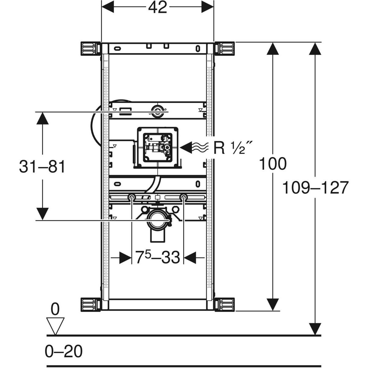 Geberit Kombifix modul pre pisoáre, univerzálny 109–127 cm 457.689.00.1 - galéria #1