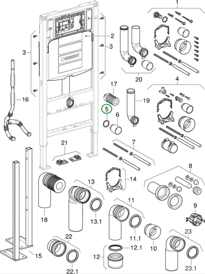 Geberit Tesnenie pre preplachovacie koleno 45 mm, 362.771.00.1 - galéria #2