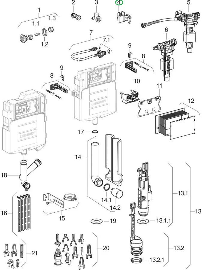 Geberit Držiak plniaceho ventilu, 240.923.00.1 - galéria #1