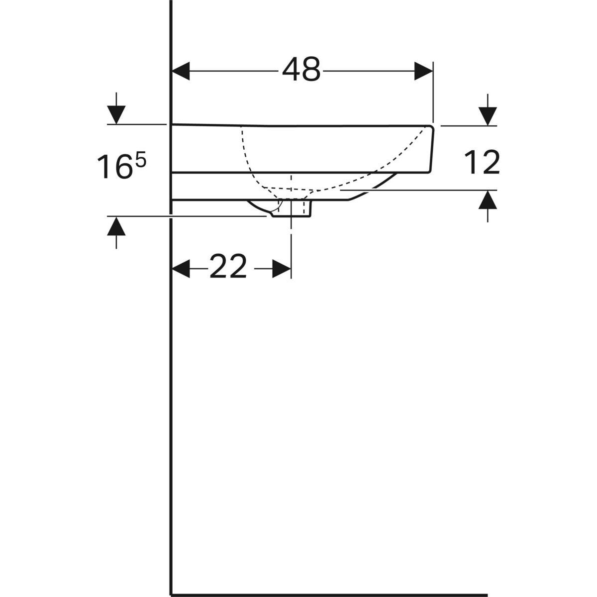 Geberit Smyle štvorcové umývadlo 120 cm, dva otvory pre batériu 500.253.01.1 - galéria #3