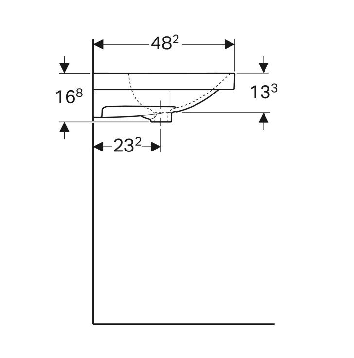 Geberit Acanto Umyvadlo 90x48,2 cm s odkládací plochou, otvor pro baterii, přepad, bílá/KeraTect KT 500.623.01.8 - galéria #3