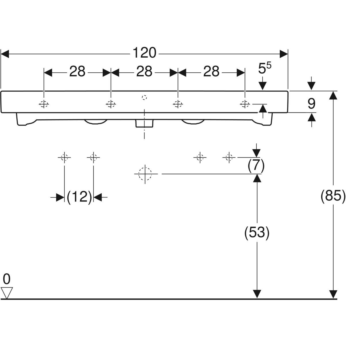 Geberit iCon Umyvadlo 2 otvory pro baterii, 120 cm, KeraTect, 124020600 - galéria #2