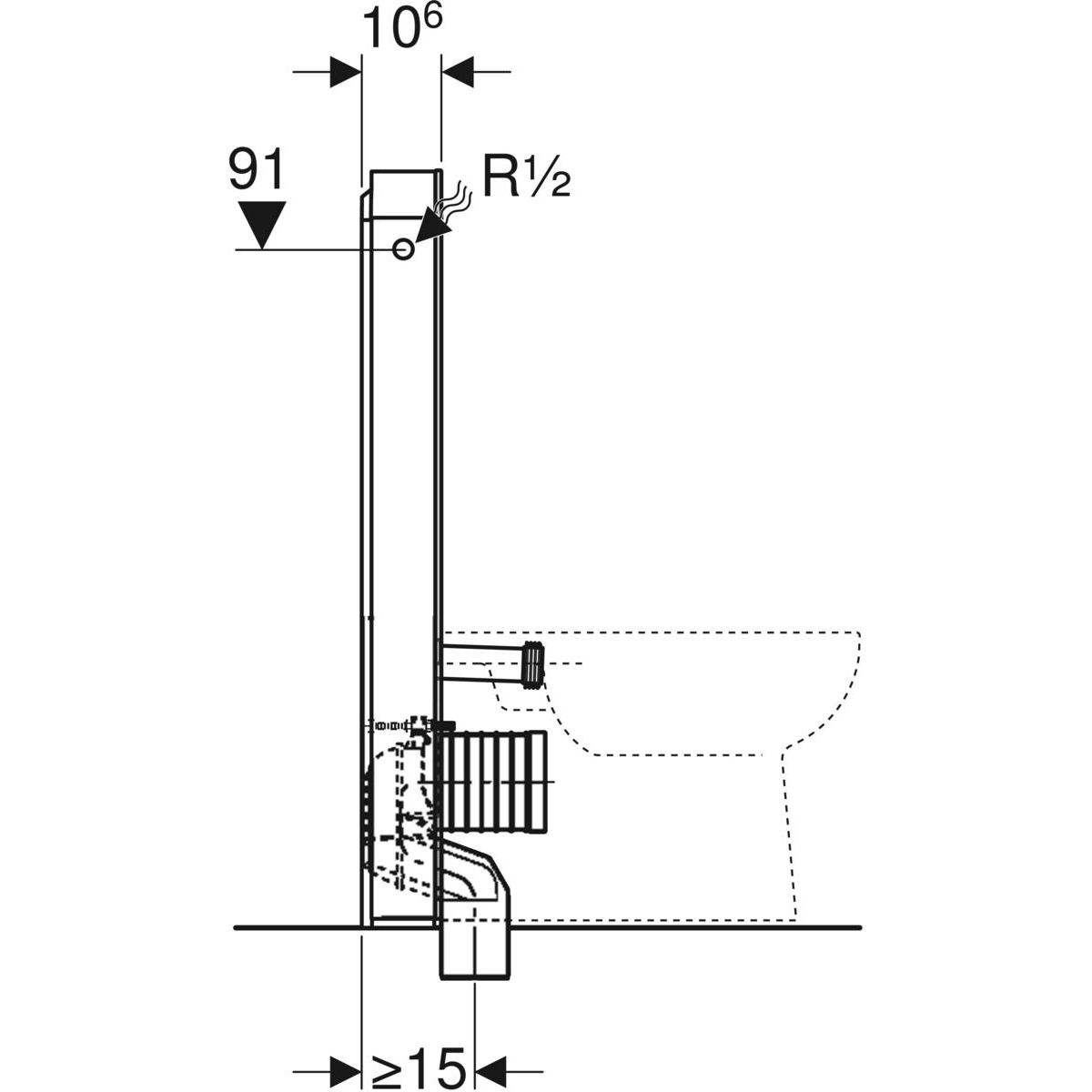 Geberit Monolitický modul pre stojace WC, 101 cm, sklo pieskovo sivá/hliník 131.003.JL.5 - galéria #2