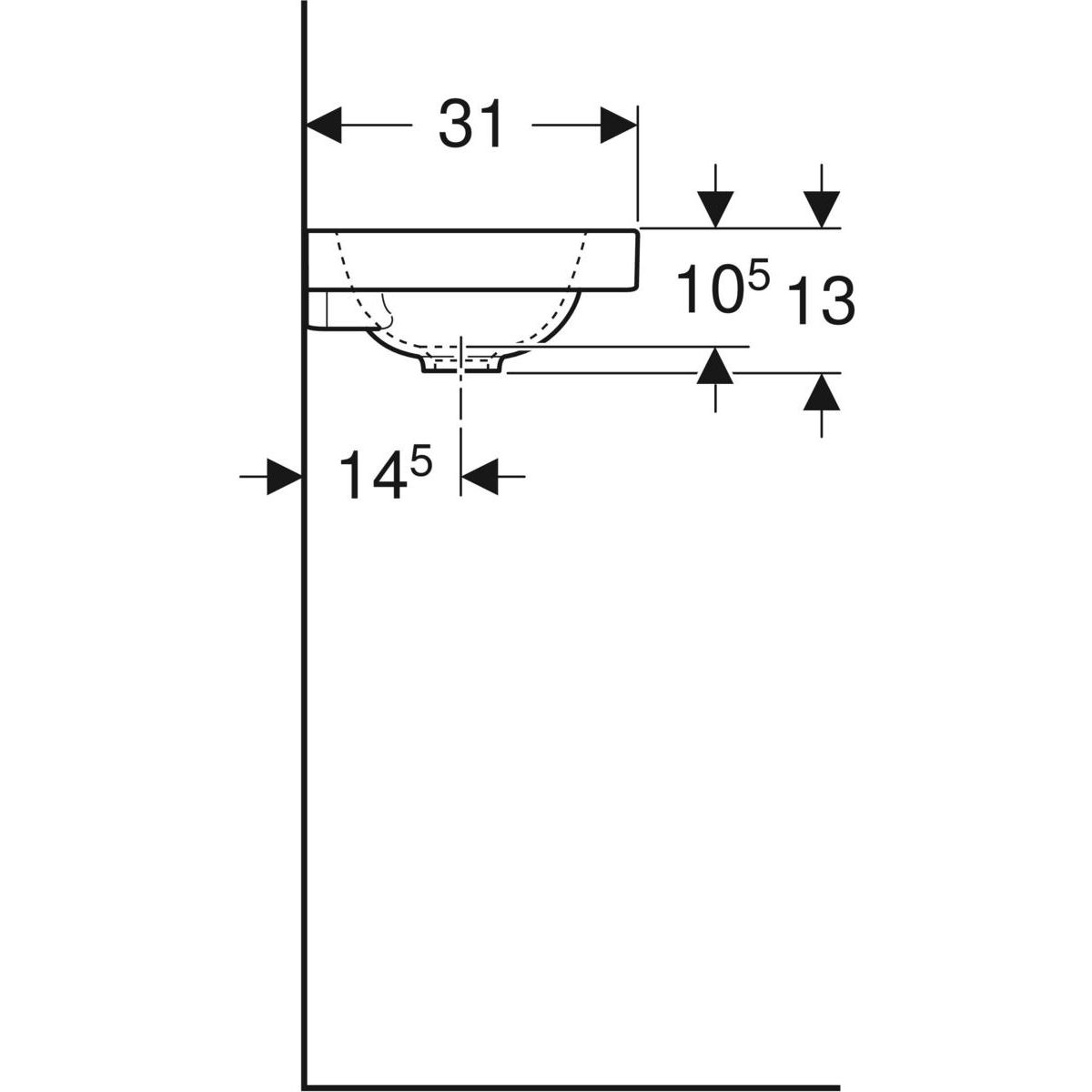 Geberit iCon Light Umývátko s odkládací plochou, otvor pro baterii vlevo, 53 cm, 501.833.00.1 - galéria #1