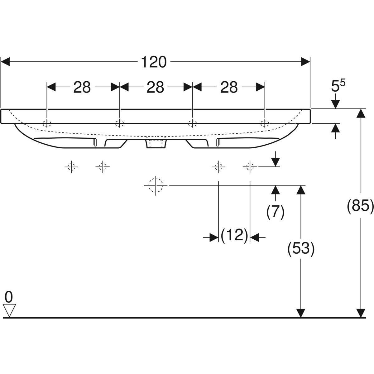 Geberit iCon Light Umyvadlo otvor pro baterii vlevo i vpravo, 120 cm, KeraTect, 501.837.00.2 - galéria #2